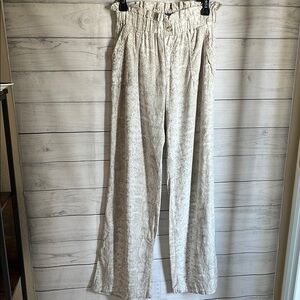 Rewash Cream Wide Leg Pants with Elastic Waist